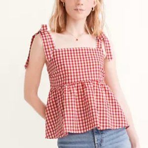Madewell Rosalie Tie-Strap Top in Seersucker Check